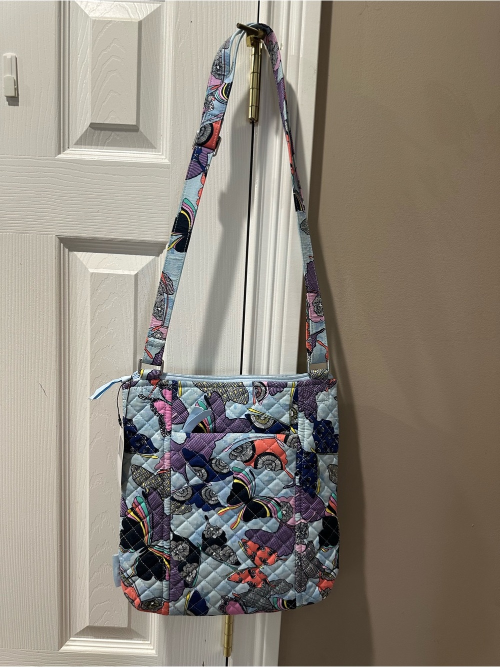 Vera Bradley Butterfly By Crossbody in Light Blue Multicolor Butterfly Print